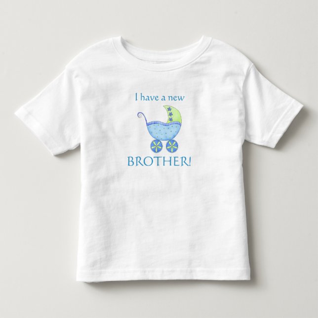 Blue Baby Buggy "Jag har en ny bror" Småbarn Tee (Framsida)