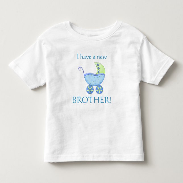 Blue Baby Buggy "Jag har en ny bror" Småbarn Tee Shirt (Framsida)