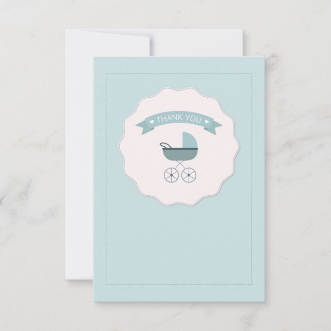 Blue Baby Carriage Tack Notecard Anteckningskort (Framsida)