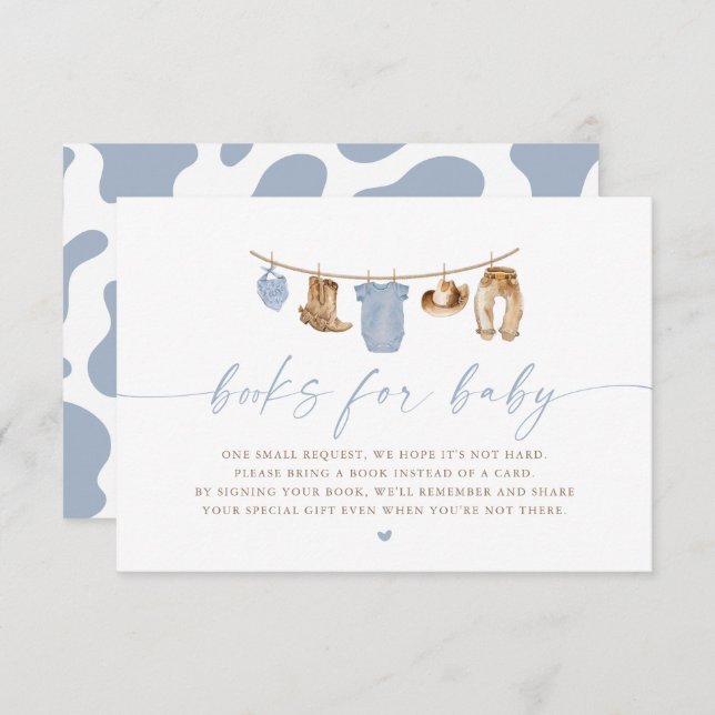 Blue Baby Clothesline Little Cowboy Baby Shower Inbjudningar (Fram/baksida)