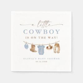 Blue Baby Clothesline Little Cowboy Baby Shower Pappersservett