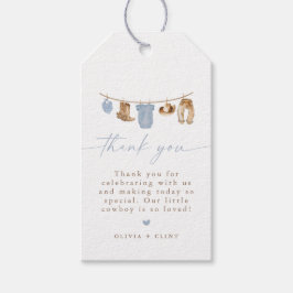 Blue Baby Clothesline Little Cowboy Baby Shower Presentetikett