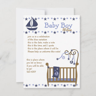 Blue Baby Crib Inbjudningar