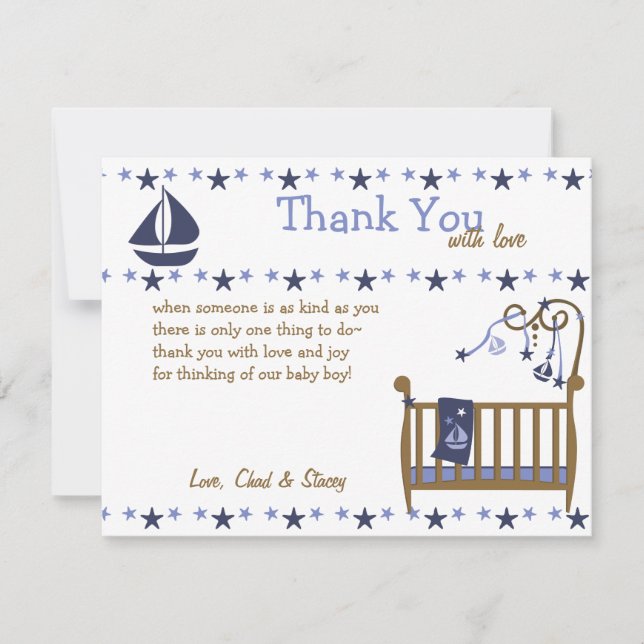Blue Baby Crib Tack Kort (Framsida)