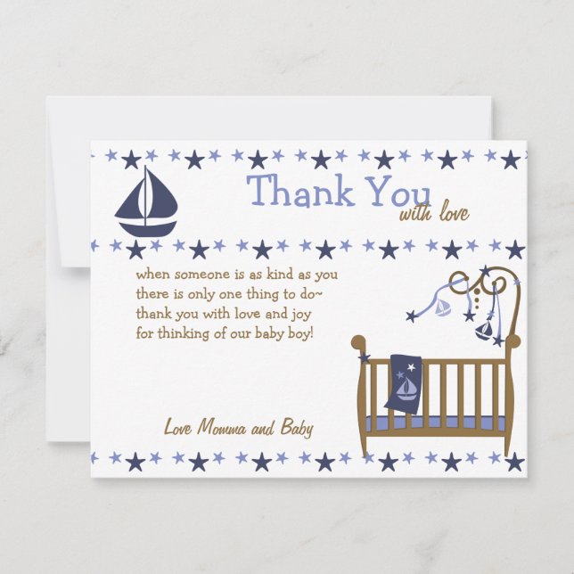 Blue Baby Crib Tack Kort (Framsida)