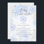 Blue Baby dess Kall utanför Winter Baby Shower Inbjudningar<br><div class="desc">Blue Silver Baby,  dess Kall utanför Winter Boy Shower-inbjudan för barn</div>