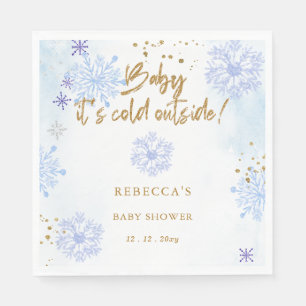 Blue Baby dess Kall utanför Winter Baby Shower Pappersservett