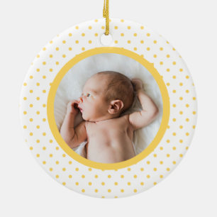 Blue Baby Dino Polka Dot första Gulten i julafto Julgransprydnad Keramik