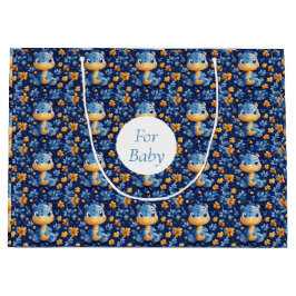 Blue Baby Dinosaur Gult & Blåa blommor