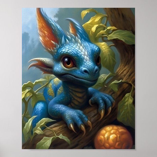 Blue Baby Dragon Poster (Framsidan)