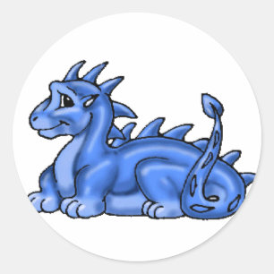 Blue Baby Dragon Runt Klistermärke