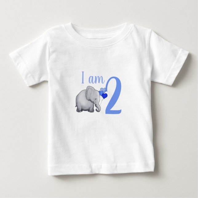 Blue Baby Elephant Anpassningsbar Age Småbarn 2:a  T Shirt (Framsida)