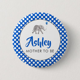 Blue Baby Elephant Baby Shower Namn bricka Pin Knapp