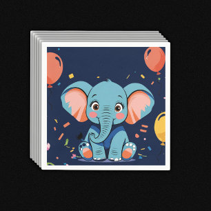 Blue Baby Elephant Party Baby Shower Pappersservett
