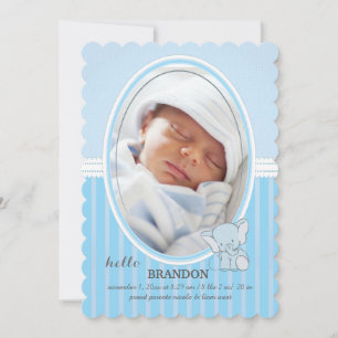 Blue Baby Elephant Photo Announcement Meddelande