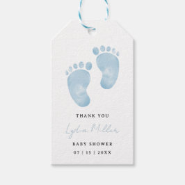 Blue Baby Feet Baby Shower märkre, Boy Shower Presentetikett