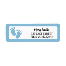BLUE BABY FOOTPRINTS Returadressetikett