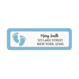 BLUE BABY FOOTPRINTS Returadressetikett Returadress Etikett