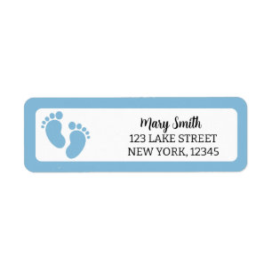 BLUE BABY FOOTPRINTS Returadressetikett Returadress Etikett
