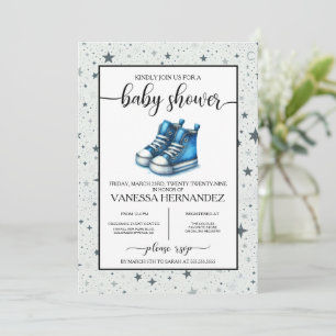 Blue Baby High Toppar Baby Shower Inbjudningar