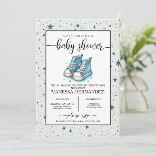 Blue Baby High Toppar Baby Shower Inbjudningar