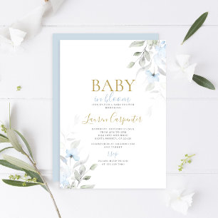 Blue Baby i Bloom Baby Shower Boy Inbjudningar
