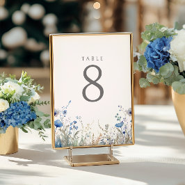 Blue Baby in Bloom Blommigt Wildblomma Baby Shower Bordsnummer