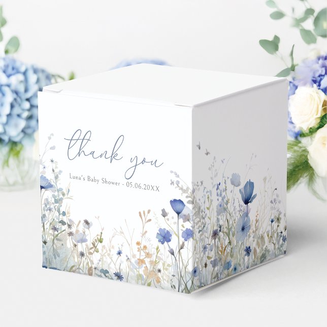 Blue Baby in Bloom Blommigt Wildblomma Baby Shower Presentaskar (Skapare uppladdad)