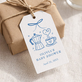Blue Baby is Brewing Coffee Favor Tag Presentetikett