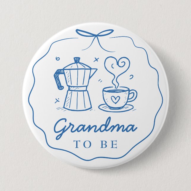 Blue Baby Is Brewing Coffee Grandma To Be Button Knapp (Framsida)