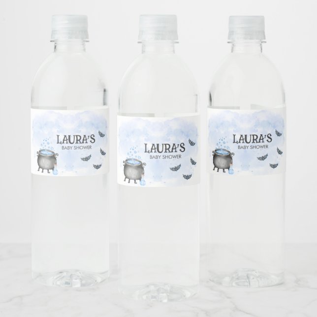 Blue Baby is Brewing Halloween Baby Shower Vattenflaskor Etikett (Flaskor)
