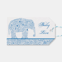 Blue Baby Kärlek Elephant Gift Märkre Presentetikett