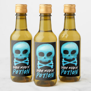Blue Baby Makin'Potion Halloween Baby Shower Vinetikett