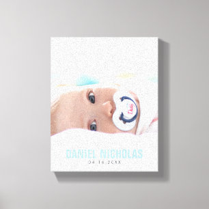 Blue Baby Namn Photo Canvastryck