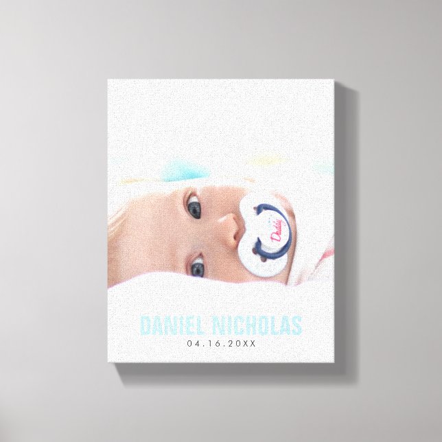 Blue Baby Namn Photo Canvastryck (Framsida)