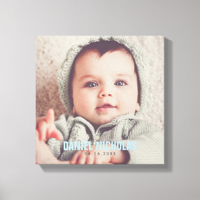Blue Baby Namn Photo Canvastryck (Framsida)