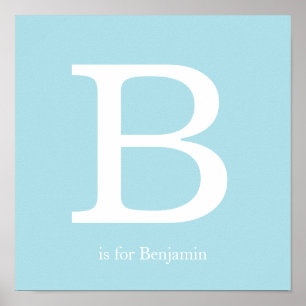 Blue Baby Nursery Monogram Poster