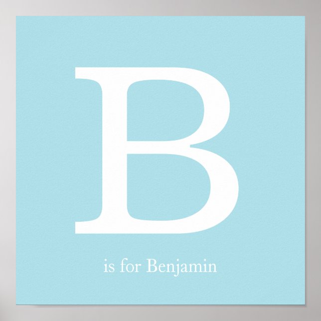 Blue Baby Nursery Monogram Poster (Framsidan)