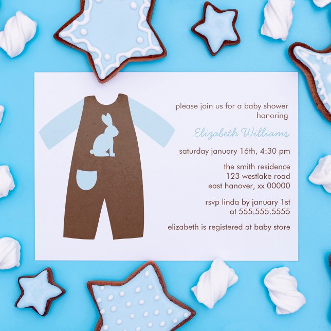 Blue Baby Outfit Boy Baby Shower Inbjudningar (Skapare uppladdad)
