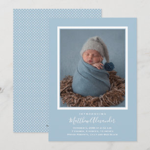 Blue Baby Photo Tillkännagivande för födelse