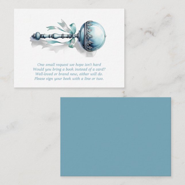 Blue Baby Rattle Boy Bokar för Baby-visitkort Tilläggskort (Fram/baksida)