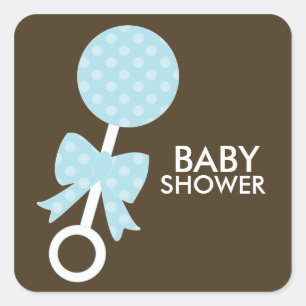 Blue Baby Rattle Fyrkantigt Klistermärke