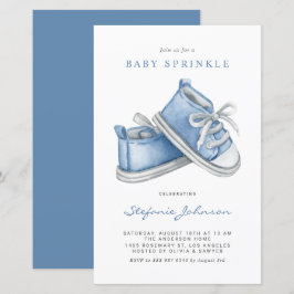 Blue Baby Shoes Boy Baby Sprinkle-inbjudan