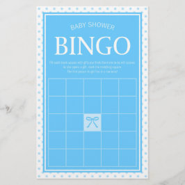 Blue Baby Shower Bingo Polka dots och Ribbon Brevpapper