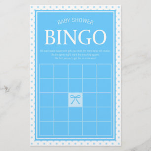 Blue Baby Shower Bingo Polka dots och Ribbon Brevpapper