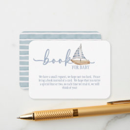 Blue Baby Shower Book for Baby Enclosure Card Tilläggskort