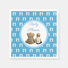 Blue Baby Shower Boy and Nalle Pappersservett