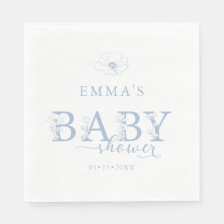Blue Baby Shower | Elegant Wildflower Floral Pappersservett