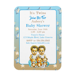 Blue Baby Shower för afrikansk Twin Boy Magnet