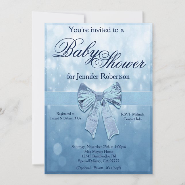 Blue Baby Shower Inbjudningar (Framsida)